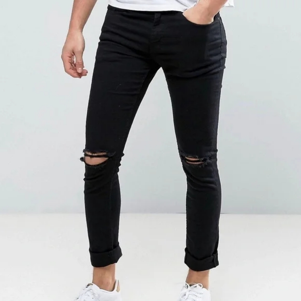 New Look Skinny High Rise Jeans Ripped Knee 5-Pocket Denim Womens Plus Size 18
